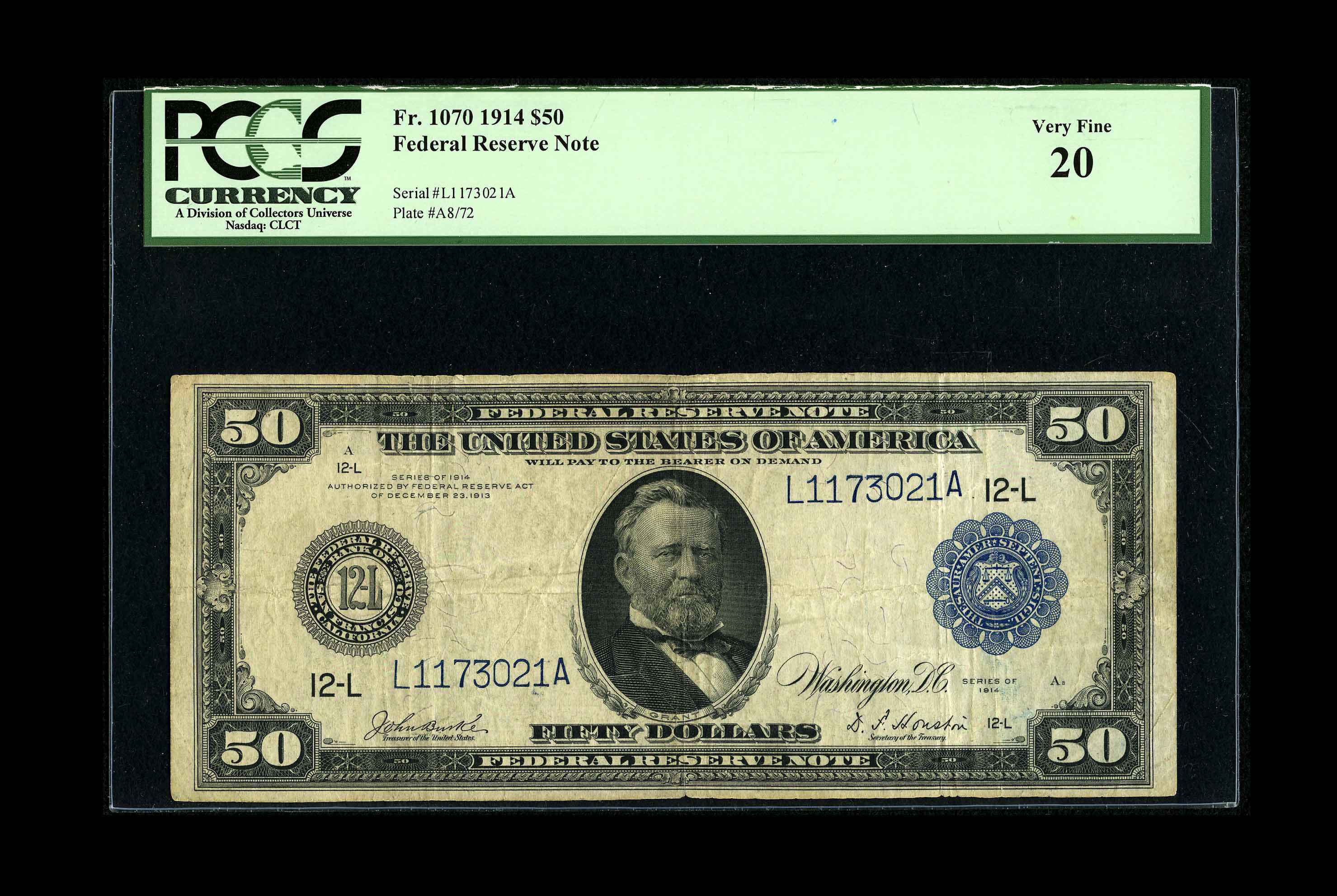 image for: Fr. 1070 $50 1914 Federal Reserve Note PCGS Very Fine 20....