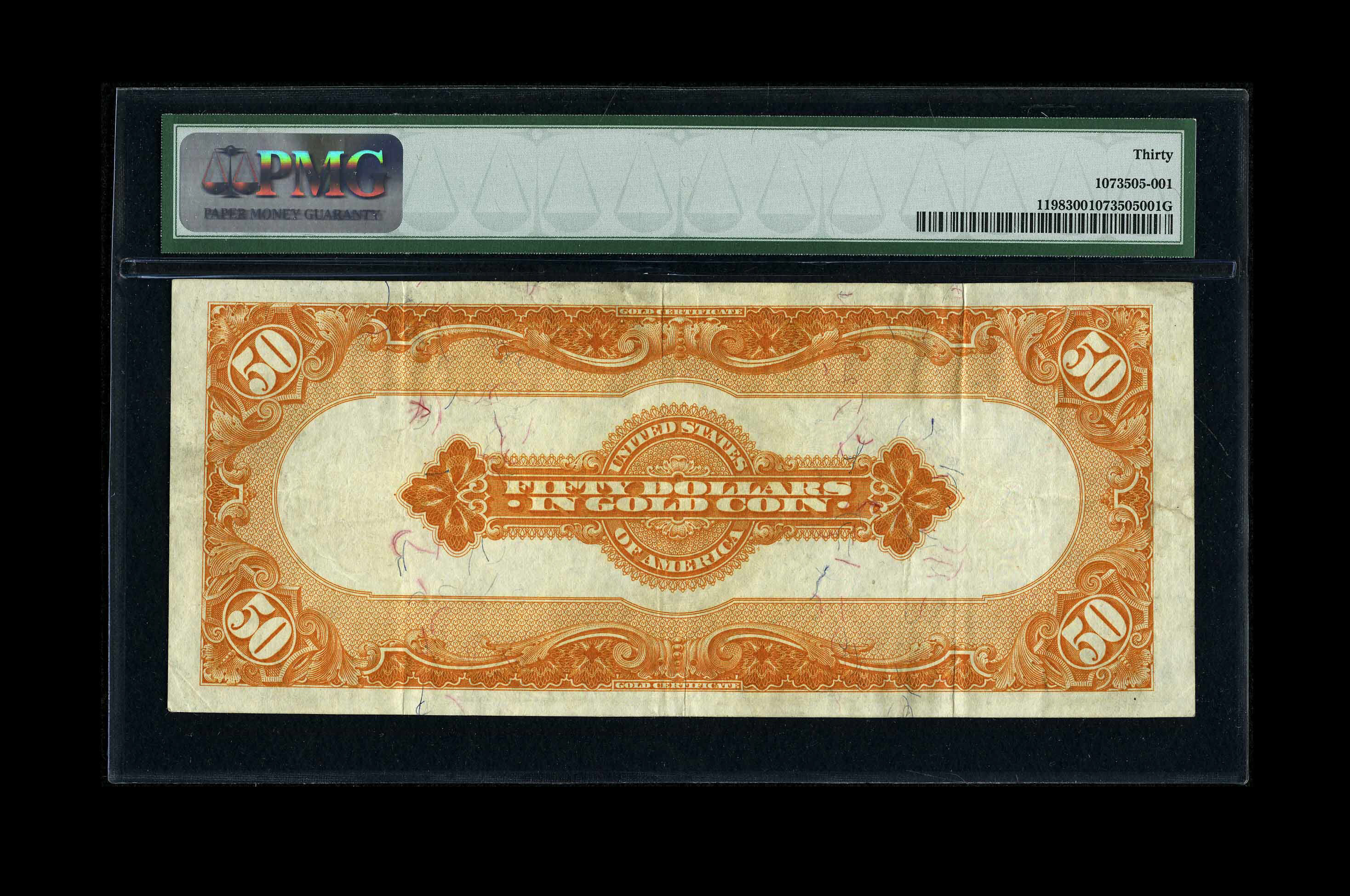 image for: Fr. 1198 $50 1913 Gold Certificate PMG Very Fine 30....