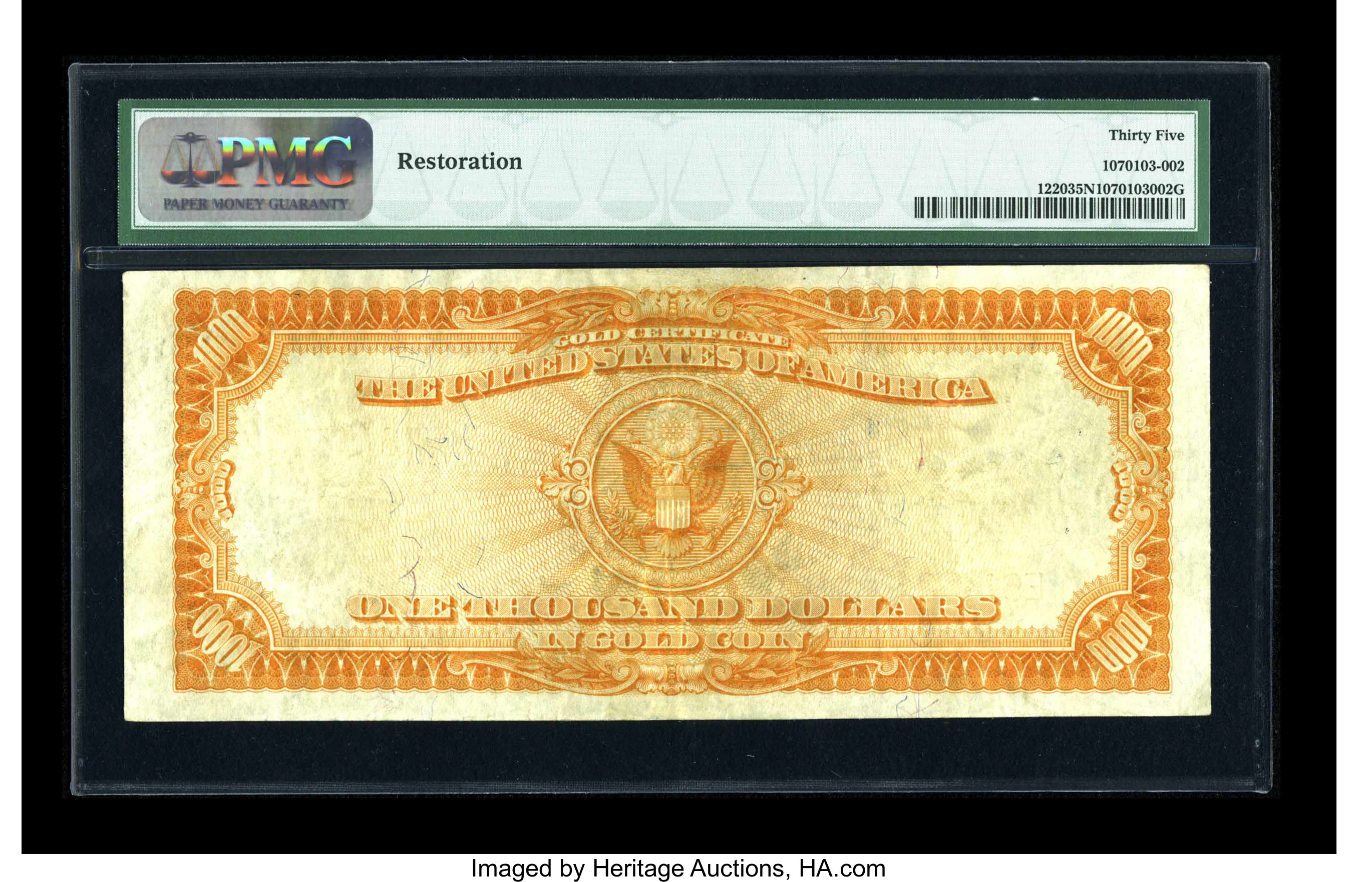 image for: Fr. 1220 $1000 1922 Gold Certificate PMG Very Fine 35 Net....