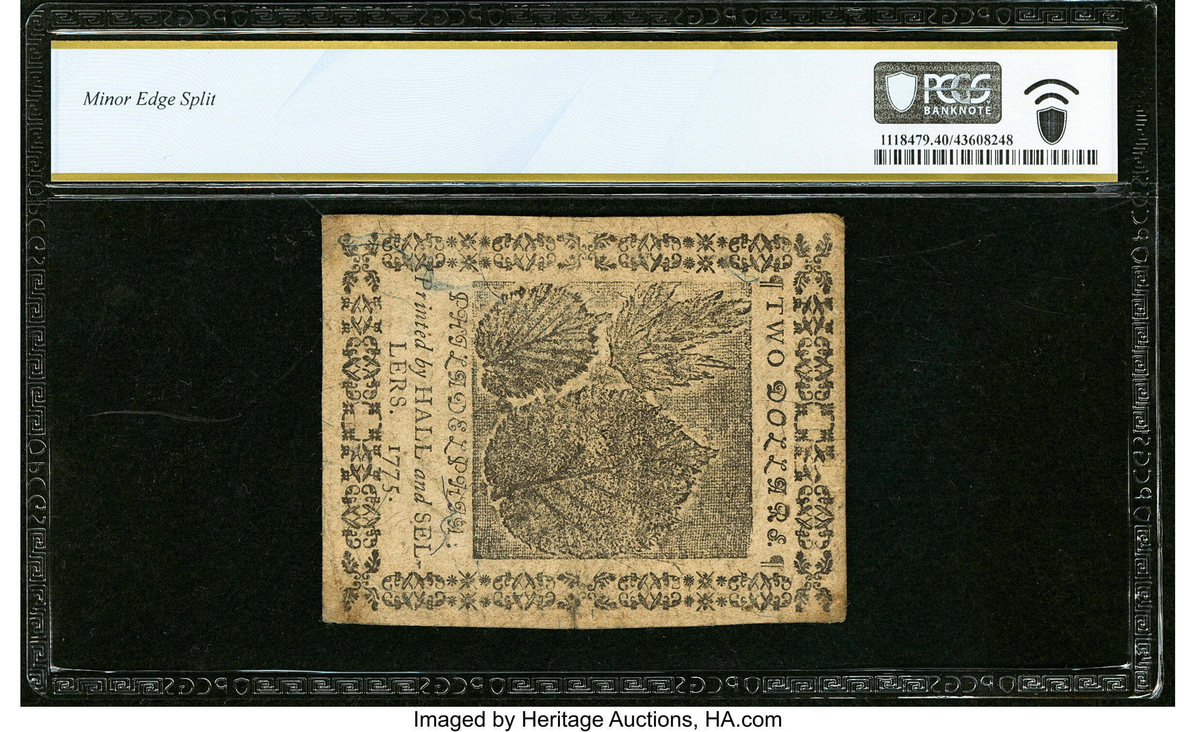 image for: Continental Currency November 29, 1775 $2 PCGS Banknote Extremely Fine 40....