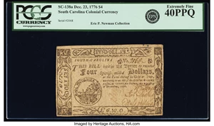 image for: South Carolina December 23, 1776 $4 PCGS Extremely Fine 40PPQ....