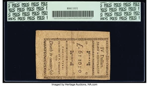 image for: South Carolina December 23, 1776 $4 PCGS Extremely Fine 40PPQ....