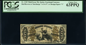 image for: Fr. 1349 50¢ Third Issue Justice PCGS Choice New 63PPQ....