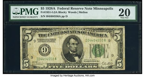 image for: Fr. 1951-I $5 1928A Federal Reserve Note. PMG Very Fine 20....