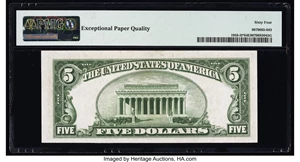 image for: Fr. 1958-H* $5 1934B Federal Reserve Star Note. PMG Choice Uncirculated 64 EPQ....