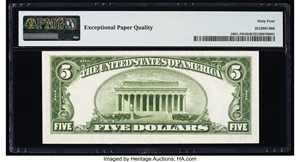 image for: Georgia Neese Clark Courtesy Autographed Fr. 1961-J $5 1950 Wide II Federal Reserve Note. PMG Choice Uncirculated 64 EPQ....