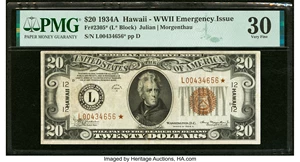 image for: Fr. 2305* $20 1934A Hawaii Federal Reserve Star Note. PMG Very Fine 30....