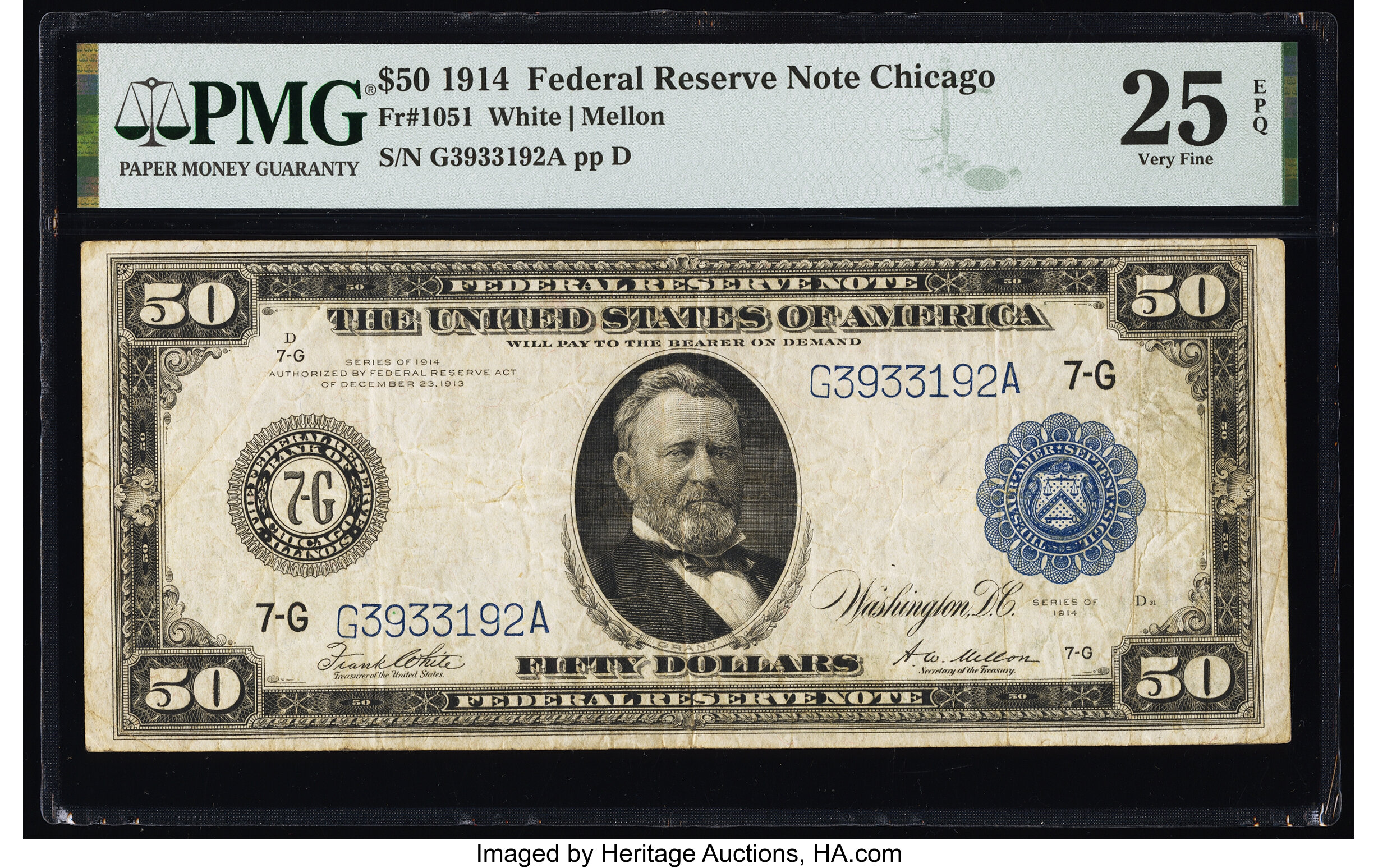 image for: Fr. 1051 $50 1914 Federal Reserve Note PMG Very Fine 25 EPQ....