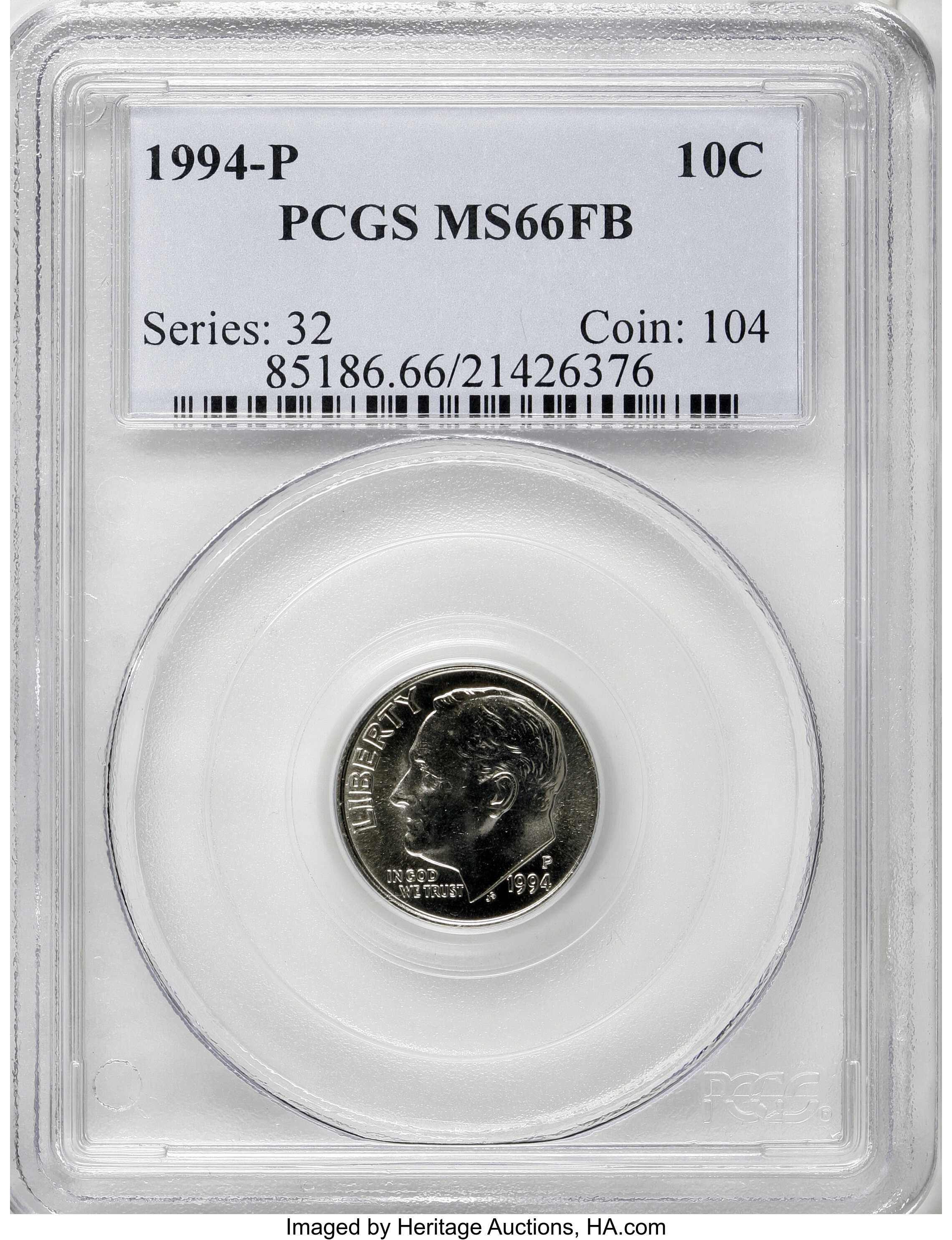image for: 1994-P 10C MS66 Full Bands PCGS. . PCGS Population (30/24). NGC Census: (0/0). Mintage: 1,188,999,936.  (#85186)...