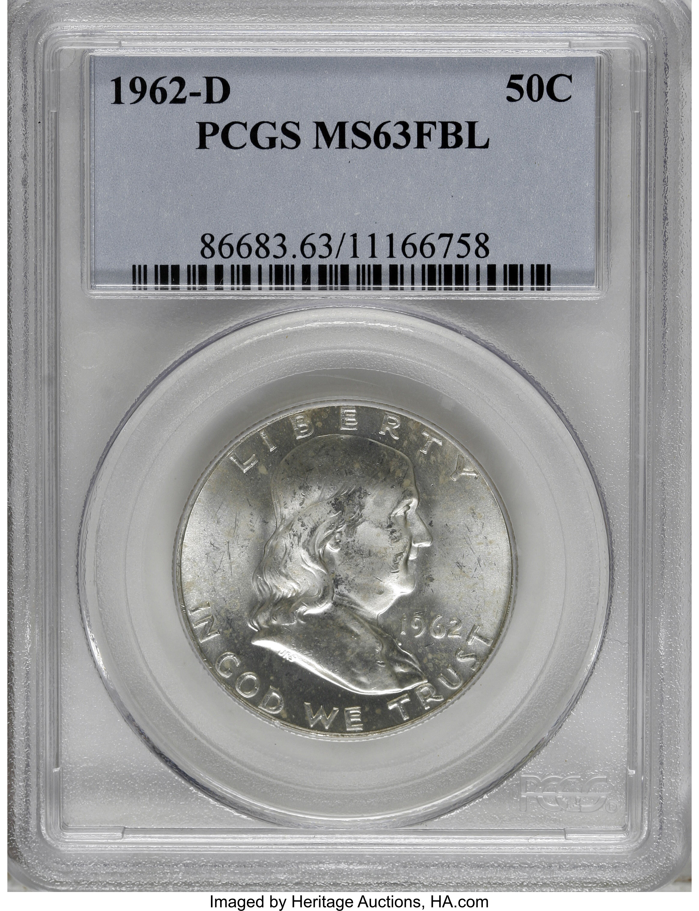 1962-D 50C MS63 Full Bell Lines PCGS. . PCGS Population (130/1896). NGC Census: (16/222). Numismedia Wsl. Price for NGC/PC...
