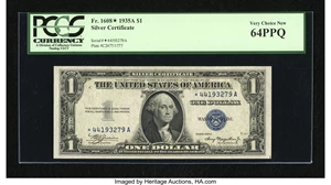 image for: Fr. 1608* $1 1935A Silver Certificate. PCGS Very Choice New 64PPQ....