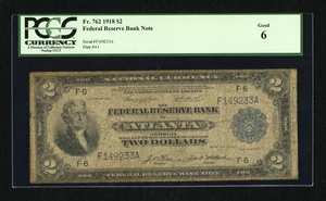 image for: Fr. 762 $2 1918 Federal Reserve Bank Note PCGS Good 06....
