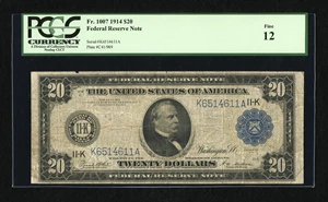 image for: Fr. 1007 $20 1914 Federal Reserve Note PCGS Fine 12....