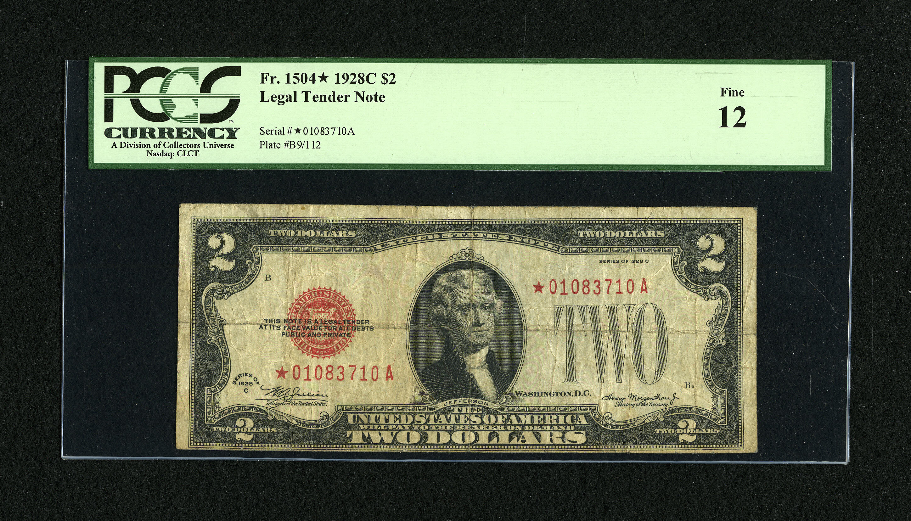 image for: Fr. 1504* $2 1928C Legal Tender Star Note. PCGS Fine 12....