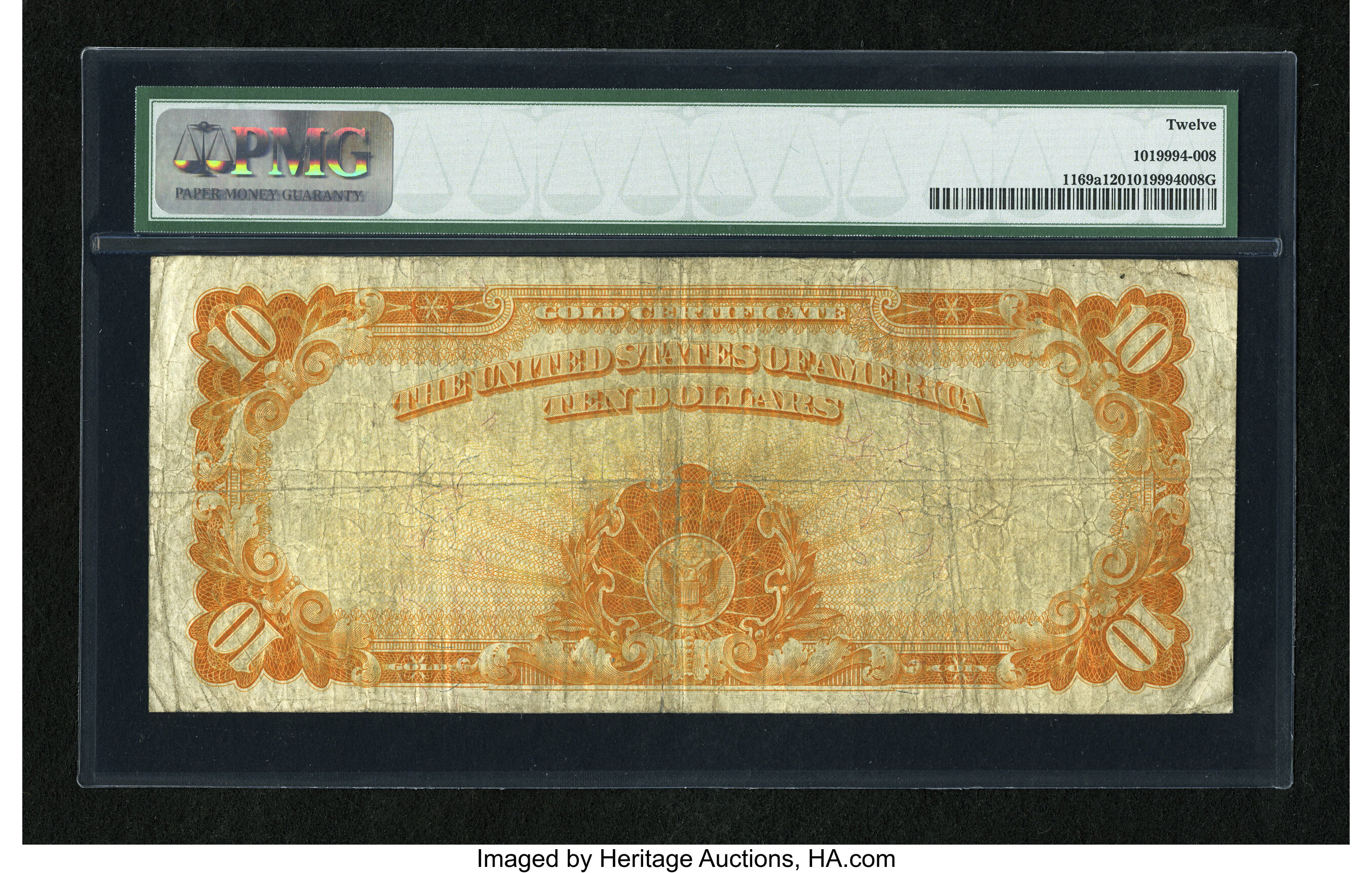 image for: Fr. 1169a $10 1907 Gold Certificate PMG Fine 12.