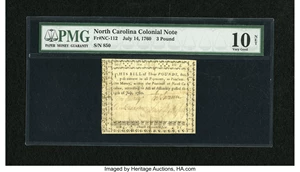 image for: North Carolina July 14, 1760 £3 PMG Very Good 10 Net.