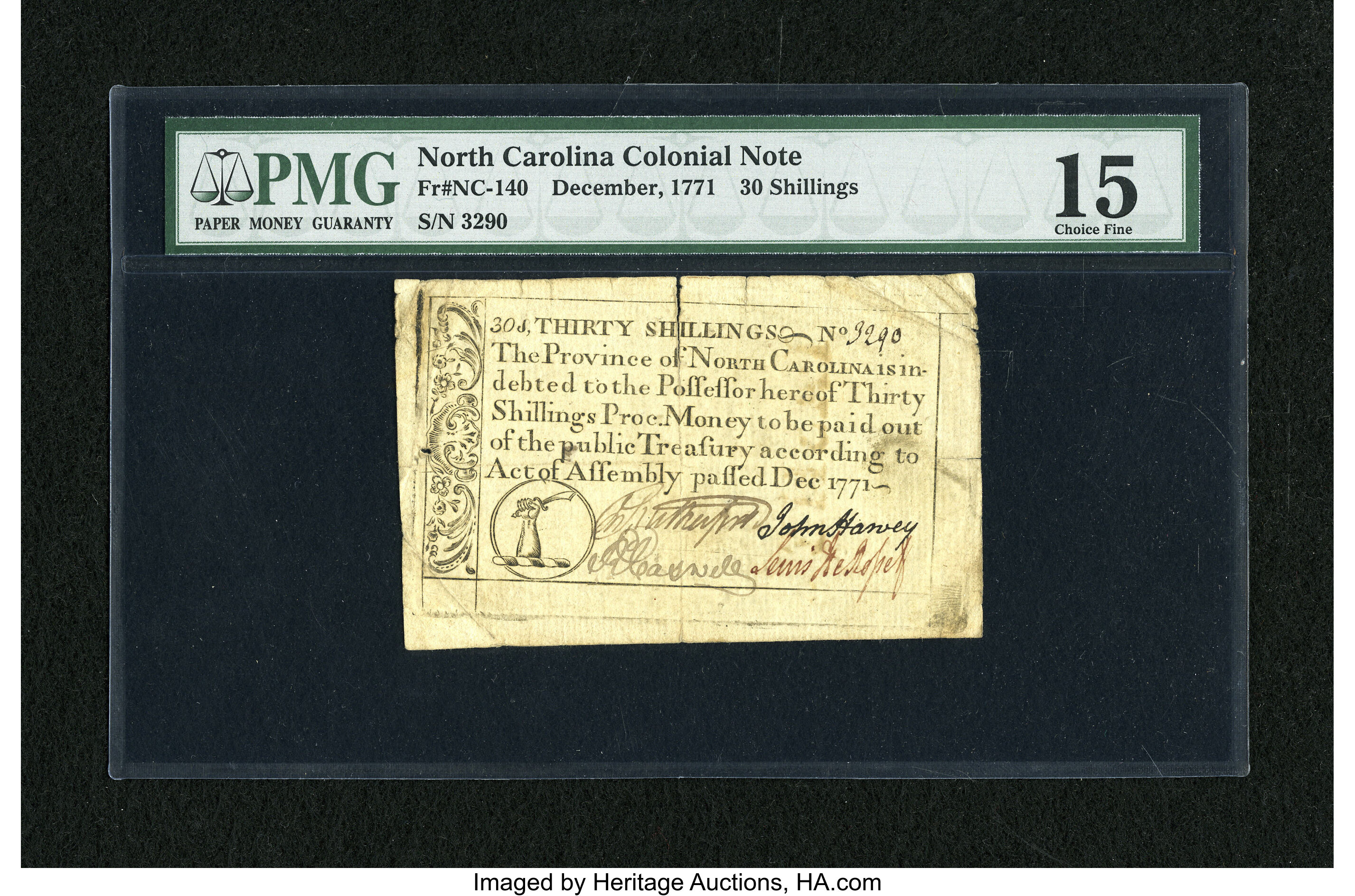 image for: North Carolina December, 1771 30s PMG Choice Fine 15.