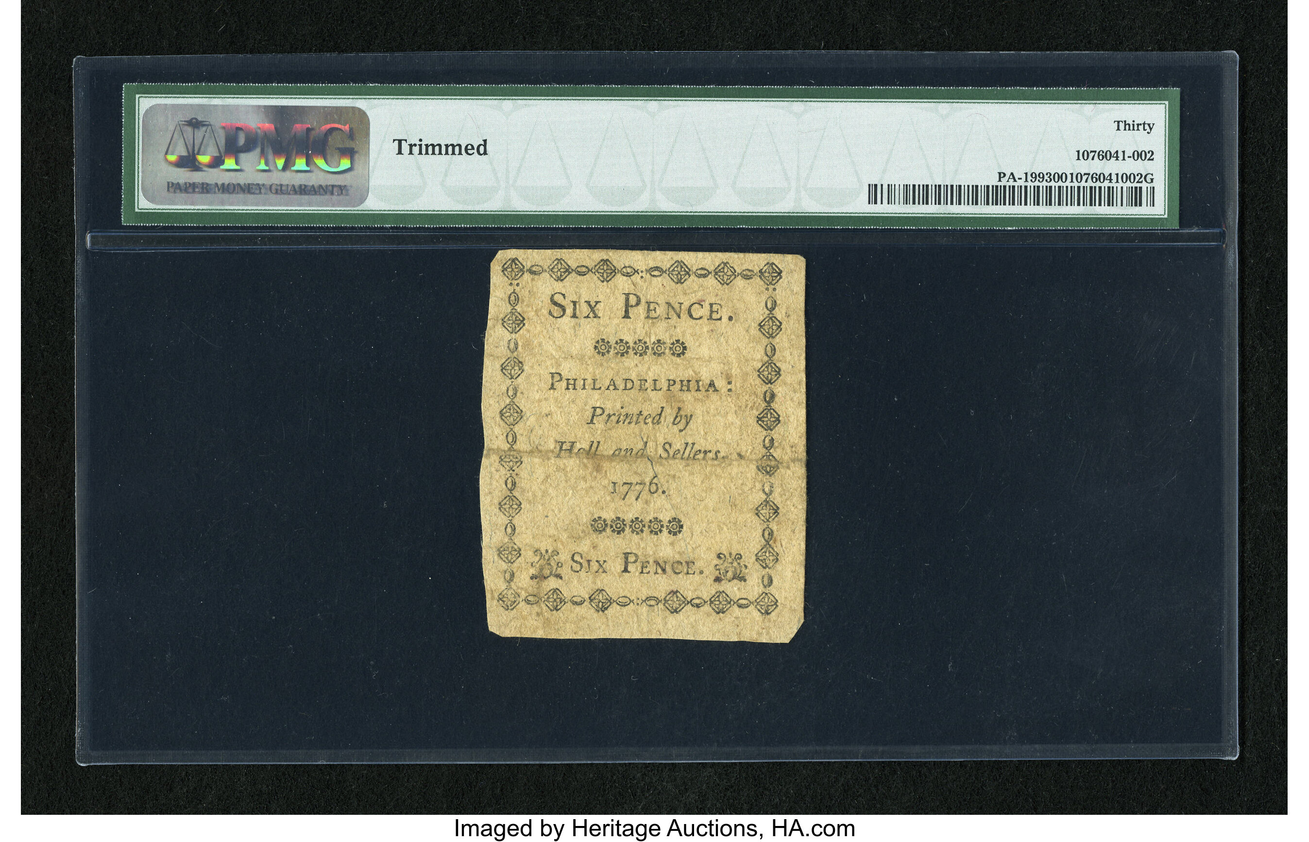 image for: Pennsylvania April 25, 1776 6d PMG Very Fine 30....