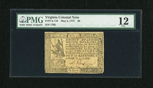 image for: Virginia May 5, 1777 $8 PMG Fine 12....