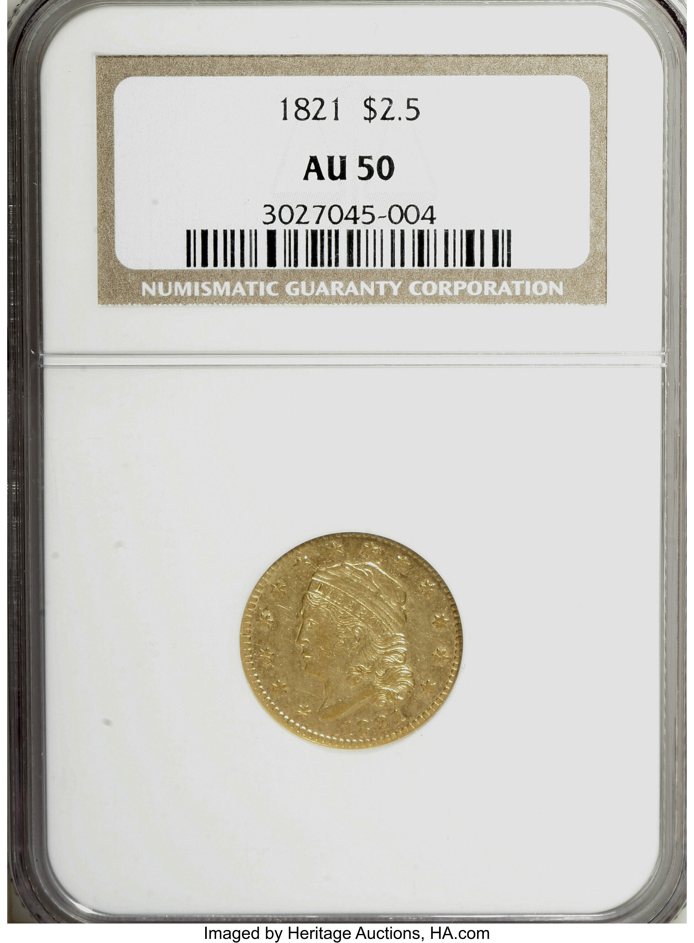 image for: 1821 $2 1/2 AU50 NGC....