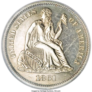 image for: 1861 10C PR63 Cameo PCGS....