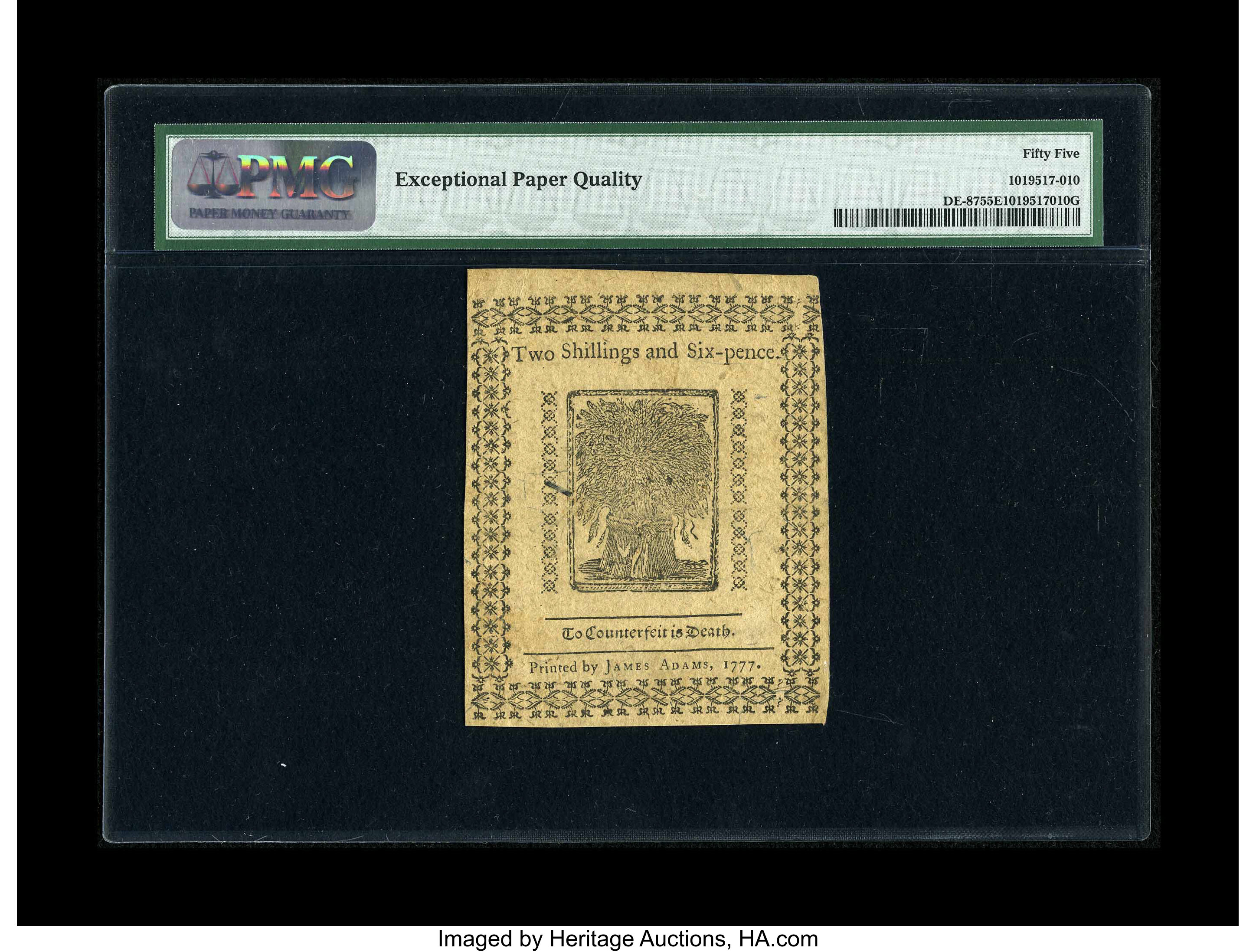 image for: Delaware May 1, 1777 2s/6d PMG About Uncirculated 55 EPQ....