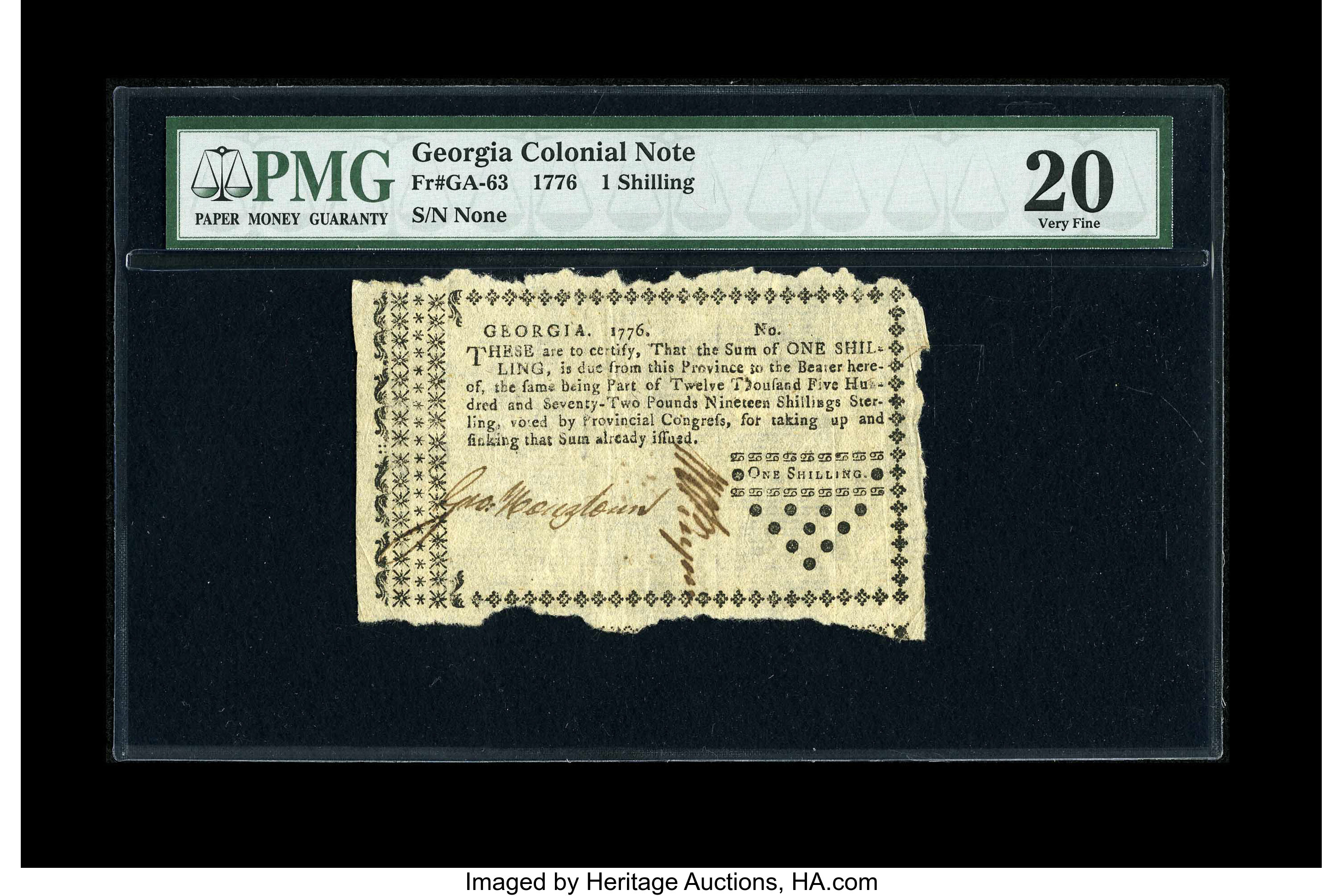 image for: Georgia 1776 1s PMG Very Fine 20....