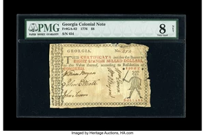 image for: Georgia 1776 $8 PMG Very Good 8 Net....