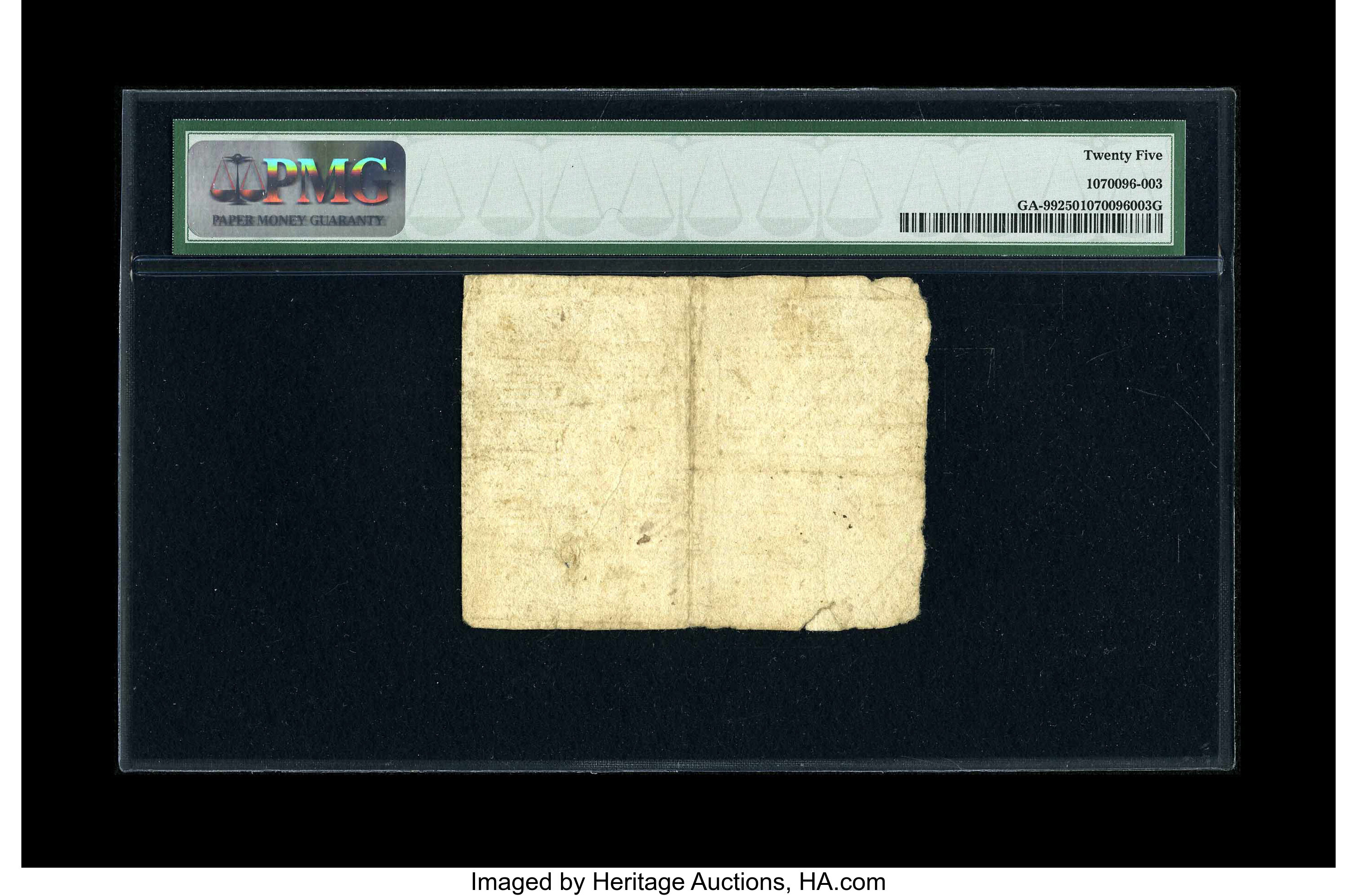 image for: Georgia June 8, 1777 $1/2 PMG Very Fine 25....