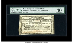 image for: New Hampshire November 3, 1775 40s PMG Extremely Fine 40....
