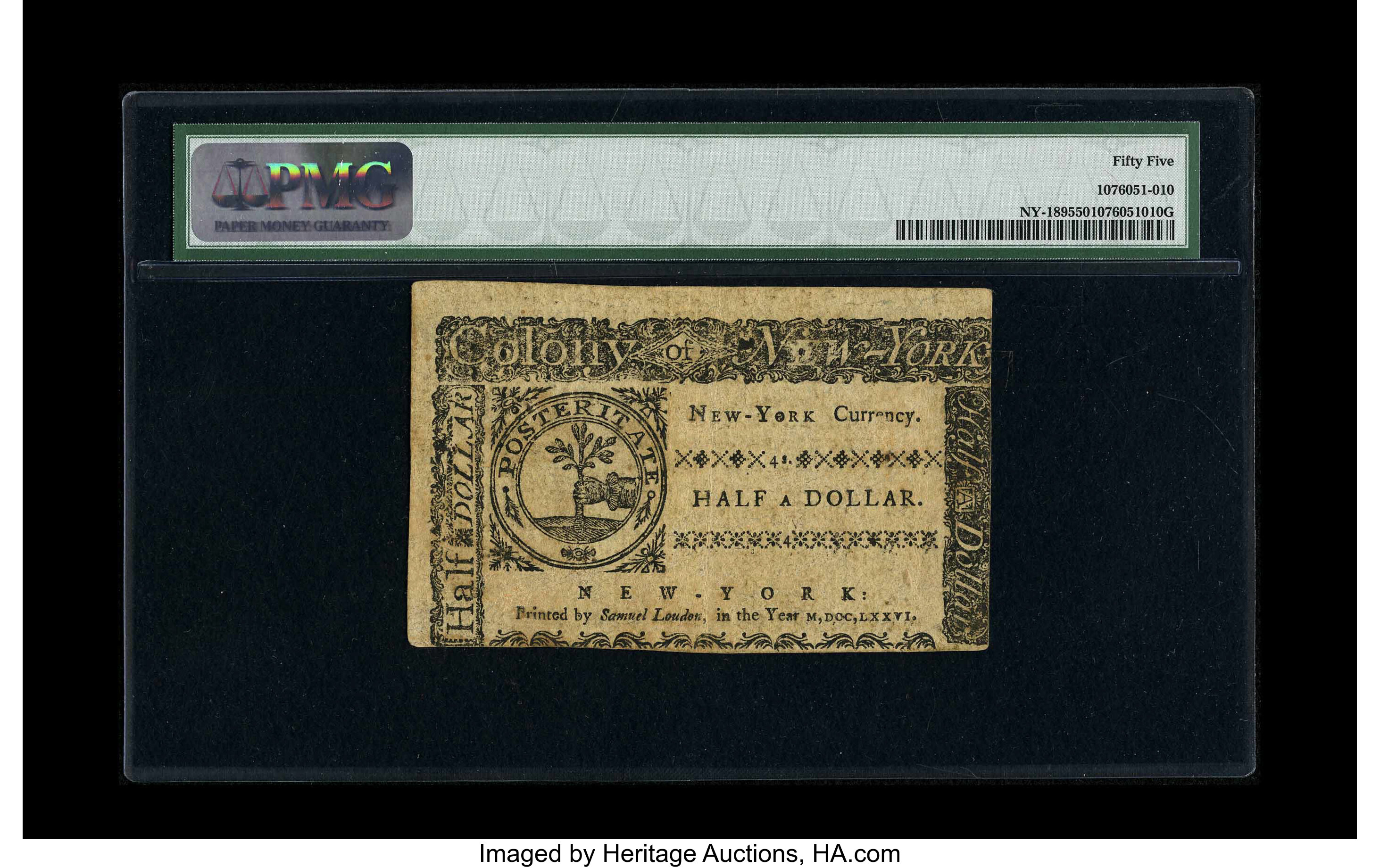 image for: New York March 5, 1776 $1/2 PMG About Uncirculated 55....