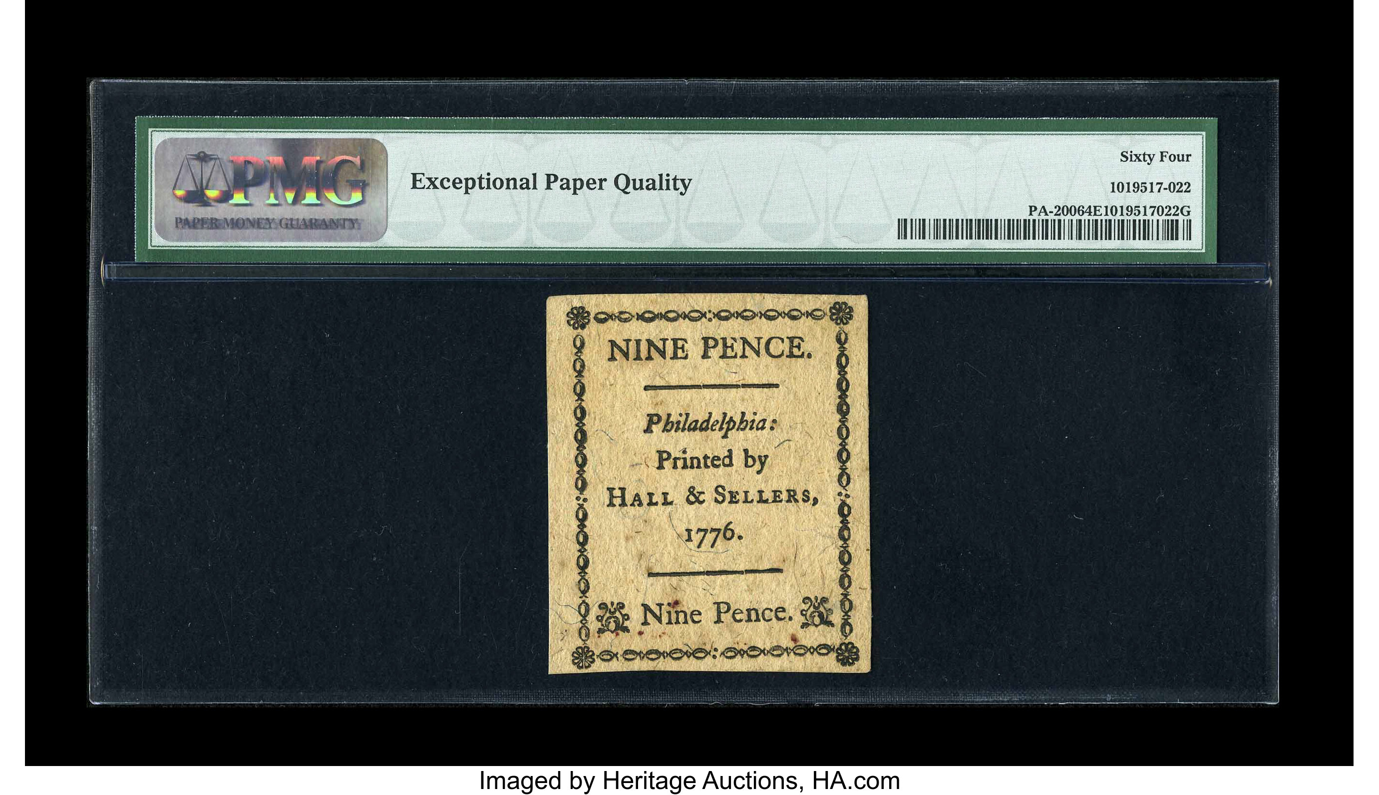 image for: Pennsylvania April 25, 1776 9d PMG Choice Uncirculated 64 EPQ....