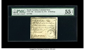 image for: South Carolina November 15, 1775 10s PMG About Uncirculated 55 EPQ....