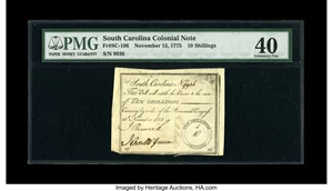 image for: South Carolina November 15, 1775 10s PMG Extremely Fine 40....