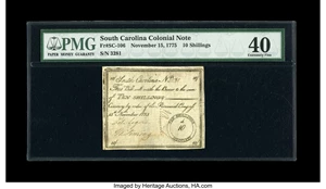 image for: South Carolina November 15, 1775 10s PMG Extremely Fine 40....