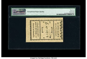 image for: South Carolina December 23, 1776 $3 Remainder PMG Gem Uncirculated 65 EPQ....