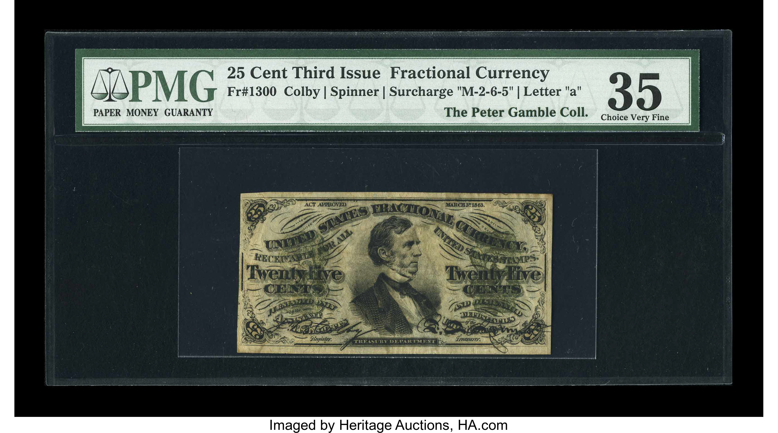 image for: Fr. 1300 25¢ Third Issue PMG Choice Very Fine 35....