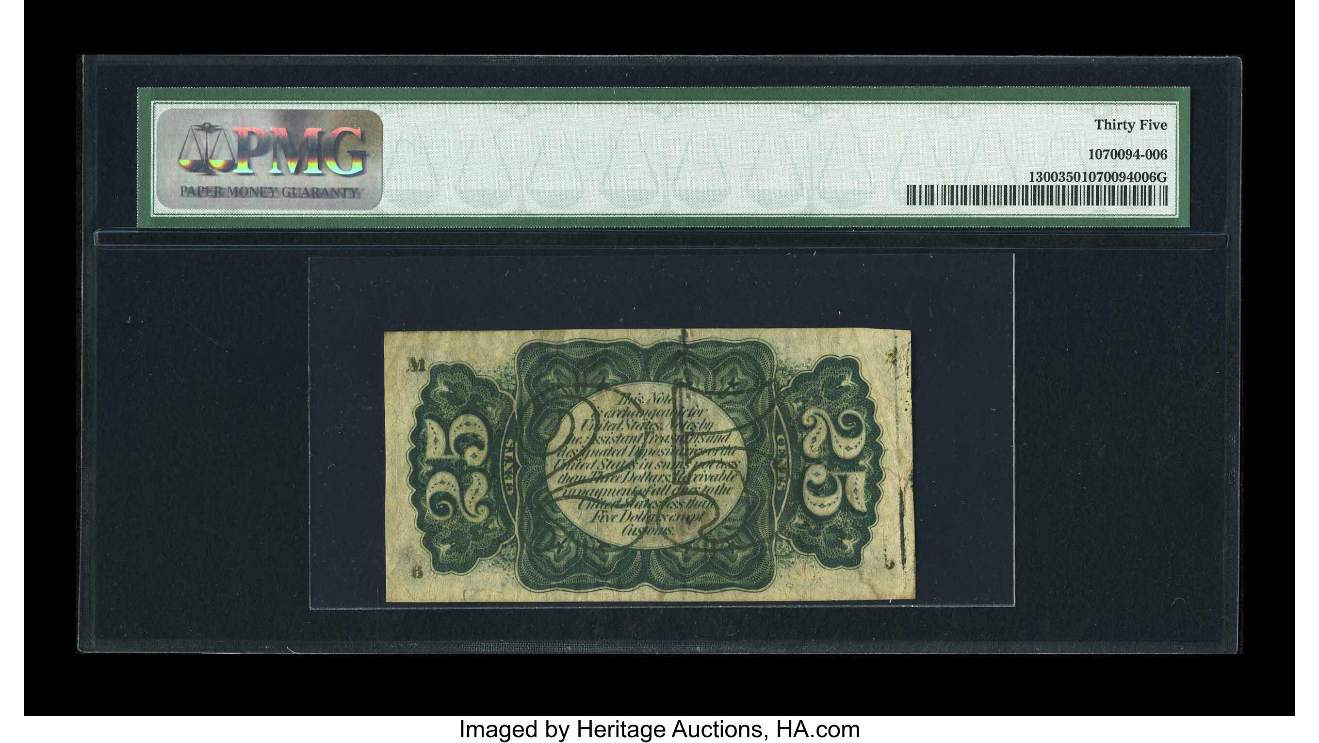 image for: Fr. 1300 25¢ Third Issue PMG Choice Very Fine 35....