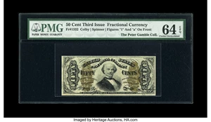 image for: Fr. 1332 50c Third Issue Spinner PMG Choice Uncirculated 64 EPQ....