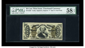 image for: Fr. 1332 50c Third Issue Spinner PMG Choice About Unc 58 EPQ....