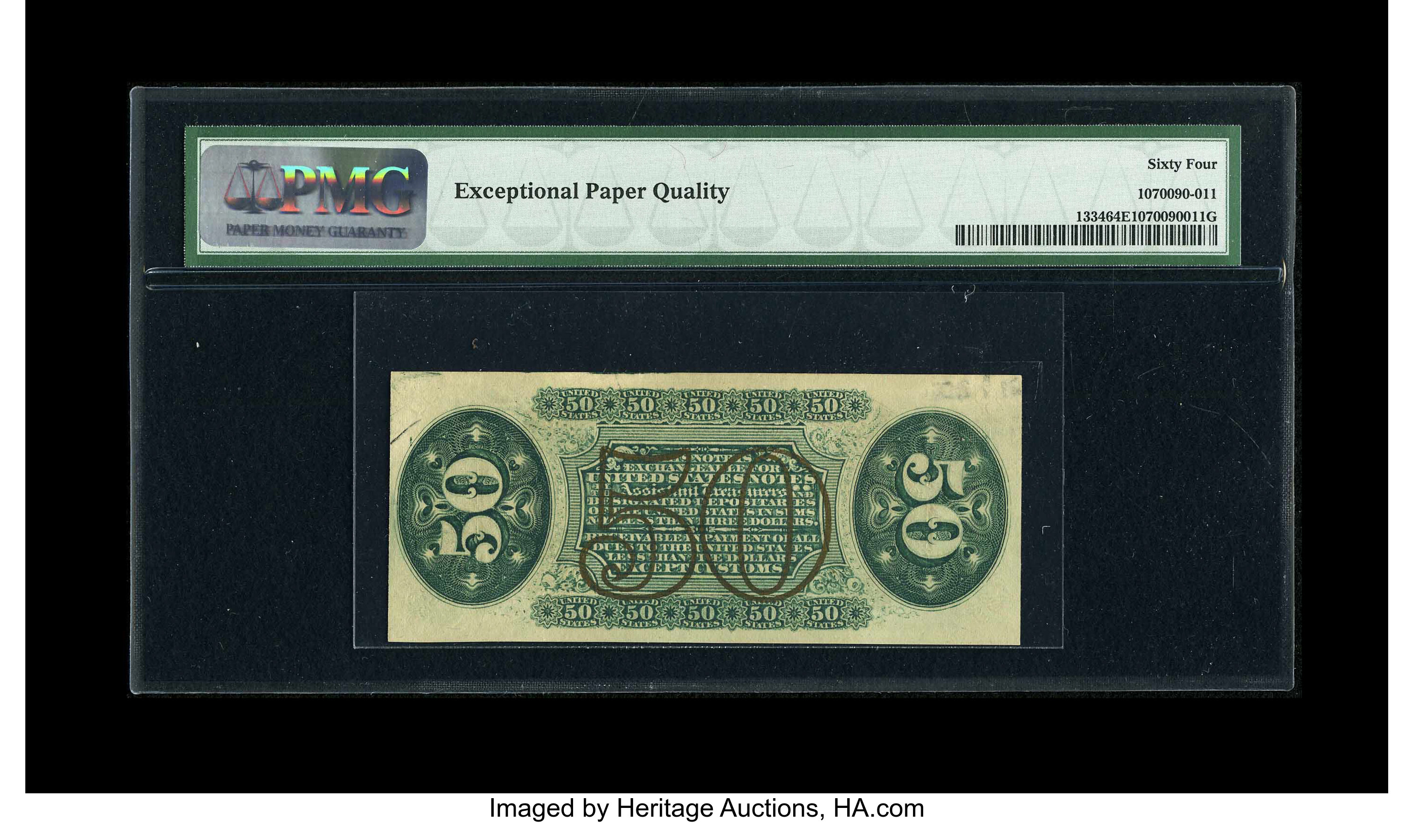 image for: Fr. 1334 50c Third Issue Spinner PMG Choice Uncirculated 64 EPQ....