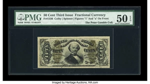 image for: Fr. 1336 50¢ Third Issue Spinner PMG About Uncirculated 50 EPQ....