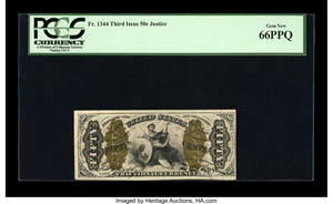 image for: Fr. 1344 50c Third Issue Justice PCGS Gem New 66PPQ....