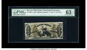 image for: Fr. 1348 50c Third Issue Justice PMG Choice Uncirculated 63 EPQ....