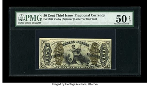image for: Fr. 1369 50c Third Issue Justice PMG About Uncirculated 50 EPQ....