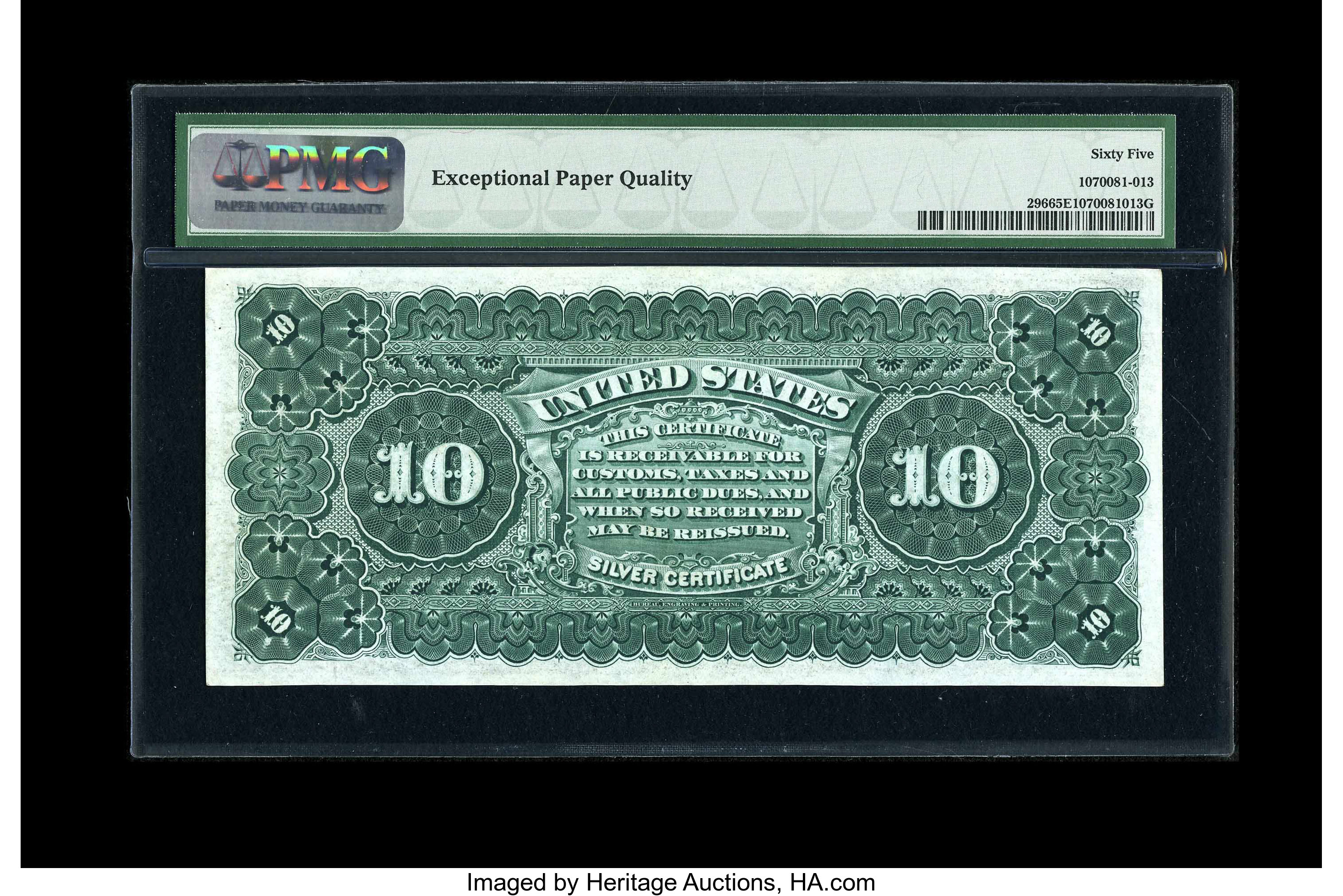 image for: Fr. 296 $10 1886 Silver Certificate PMG Gem Uncirculated 65 EPQ....