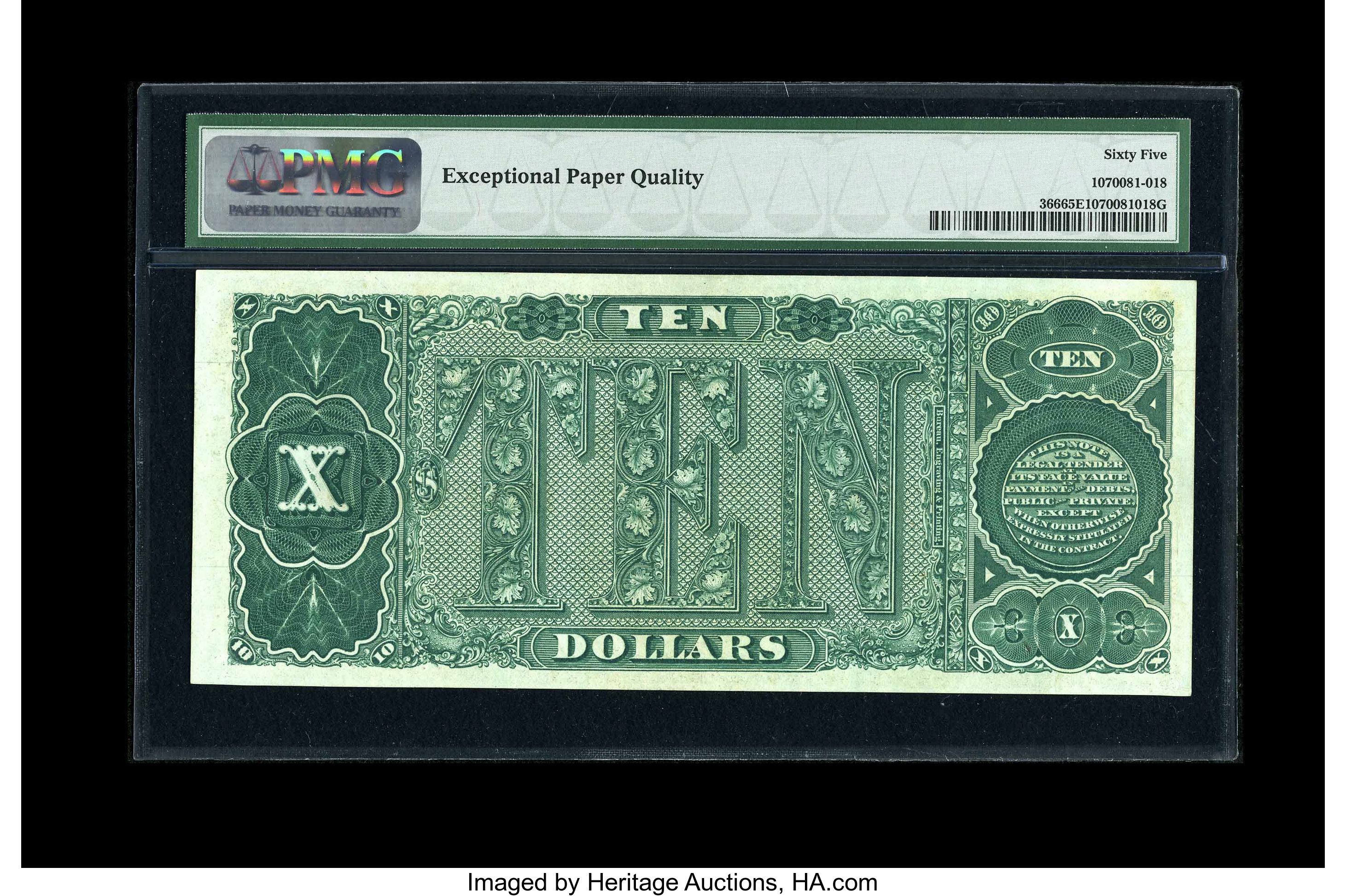 image for: Fr. 366 $10 1890 Treasury Note PMG Gem Uncirculated 65 EPQ....