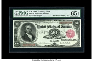 image for: Fr. 374 $20 1890 Treasury Note PMG Gem Uncirculated 65 EPQ....