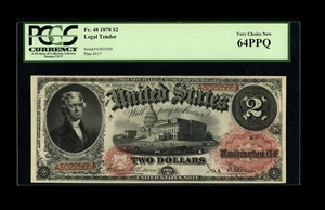 image for: Fr. 48 $2 1878 Legal Tender PCGS Very Choice New 64PPQ.