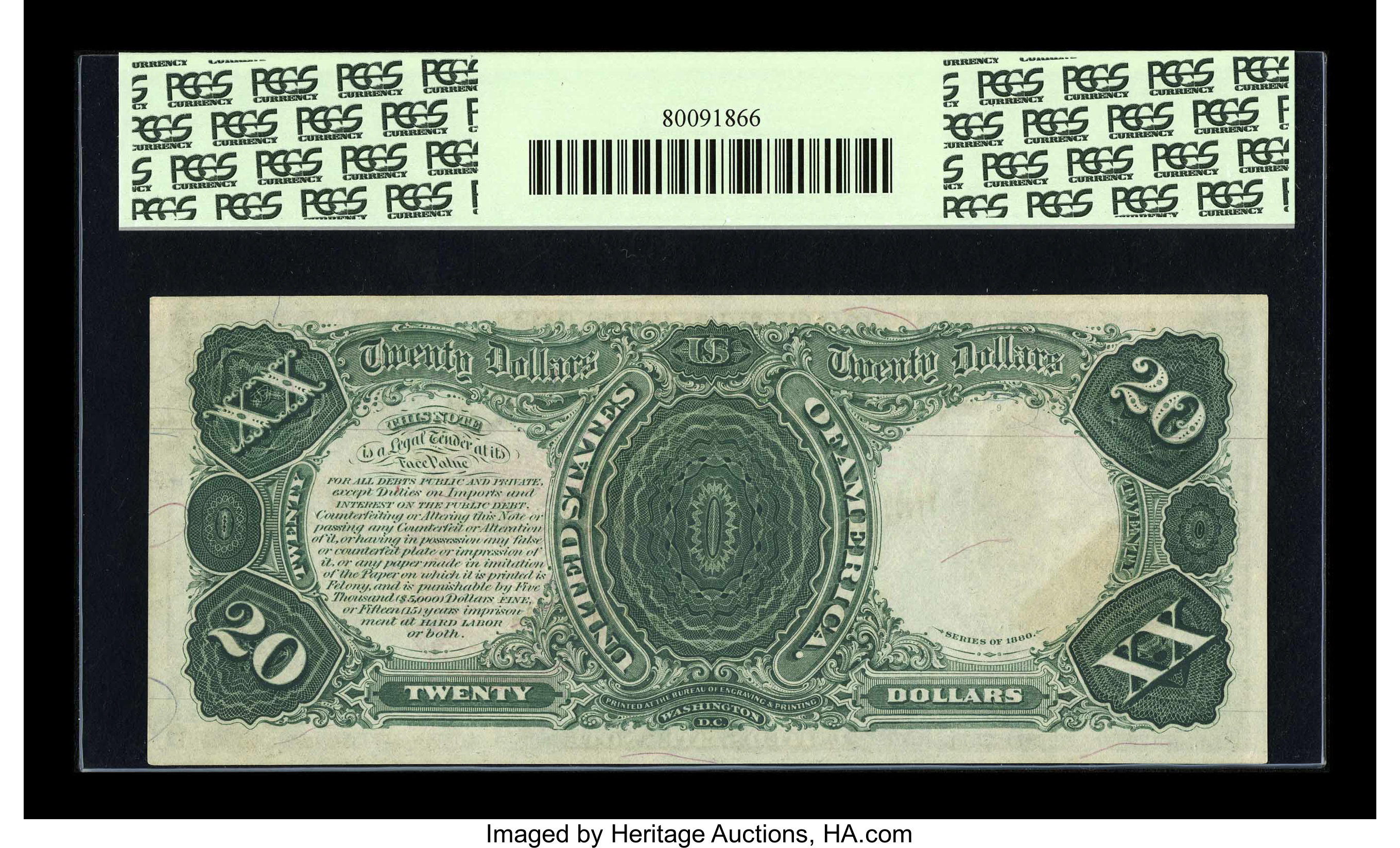 image for: Fr. 135 $20 1880 Legal Tender PCGS Superb Gem New 67PPQ....